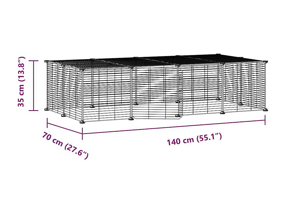 Gabbia per animali domestici con 20 pannelli e porta Nero 35x35 cm