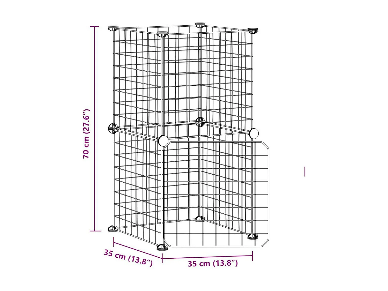 8-Panel Huisdierkooi met Deur Zwart 35x35 cm