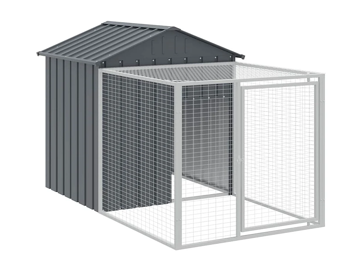 Galinheiro com pátio antracite 117x201x123 cm aço galvanizado