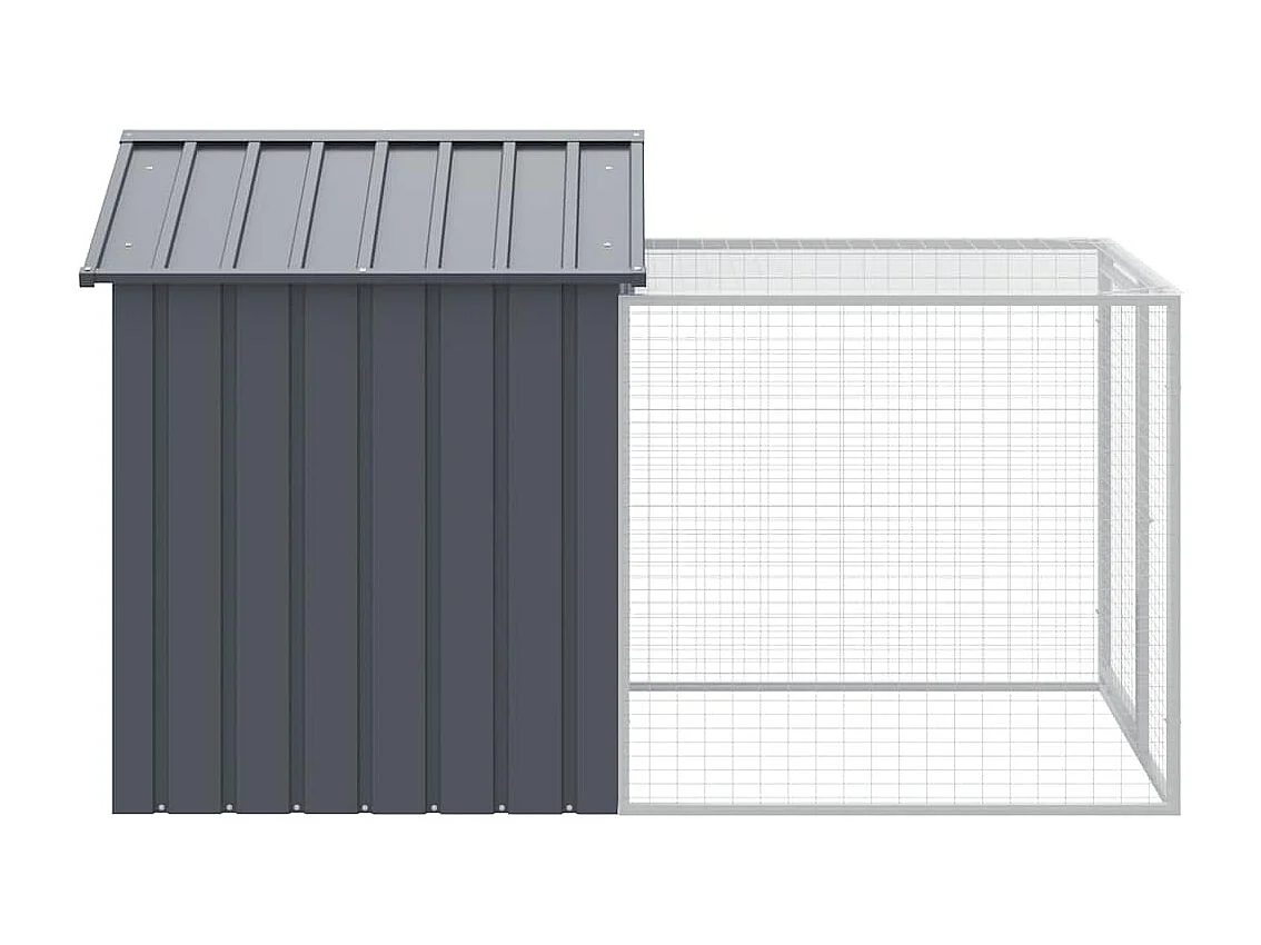 Galinheiro com pátio antracite 117x201x123 cm aço galvanizado