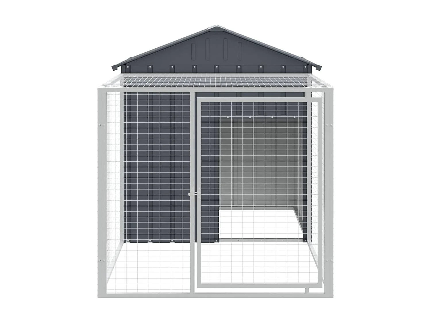 Poulailler avec cour anthracite 117x201x123 cm acier galvanisé