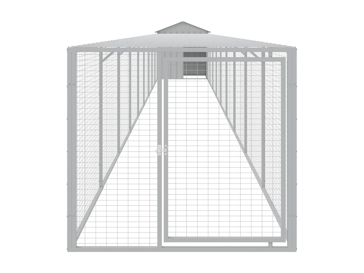 Pollaio con cortile grigio chiaro 117x1017x123 cm in acciaio zincato