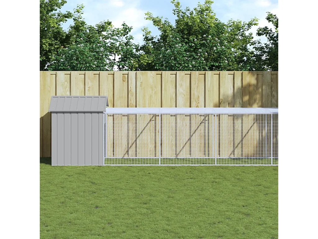 Galinheiro com quintal cinza claro 117x1017x123 cm aço galvanizado