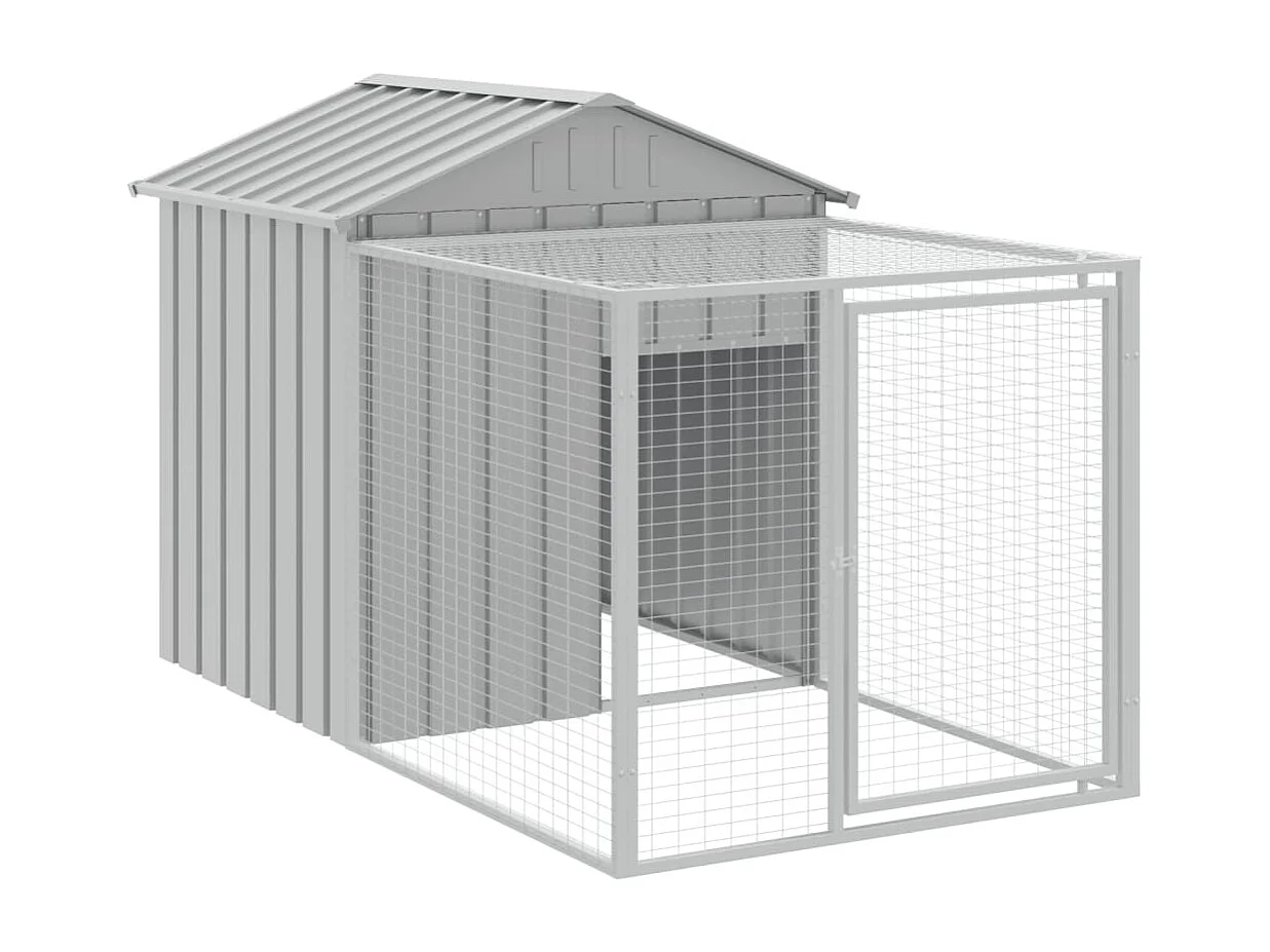 Galinheiro com quintal cinza claro 117x1017x123 cm aço galvanizado