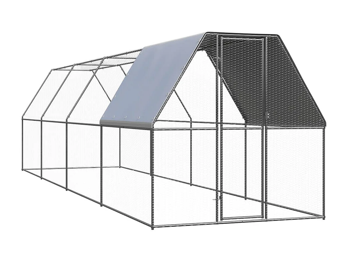 Galinheiro externo 2x8x2 m Aço galvanizado