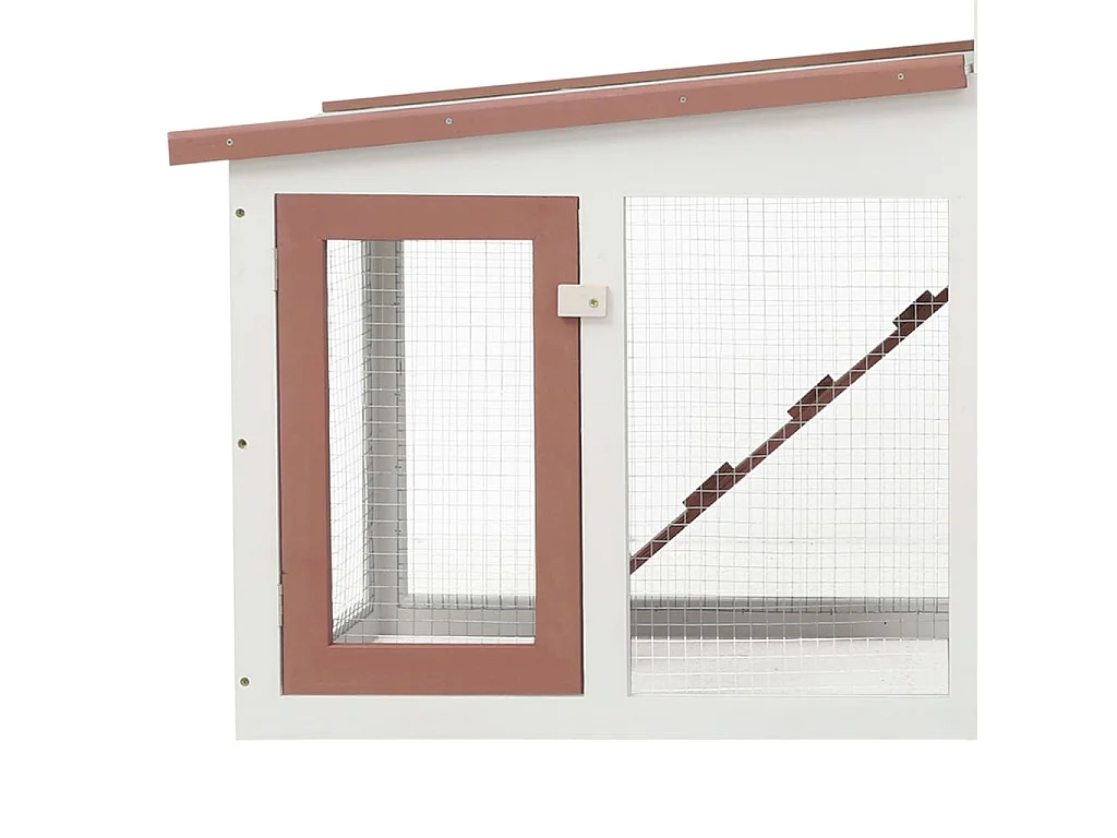 Clapier large d'extérieur Marron et blanc 204x45x85 cm Bois