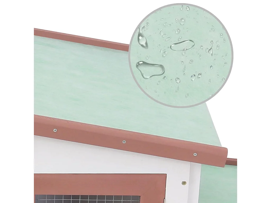 Clapier large d'extérieur Marron et blanc 204x45x85 cm Bois