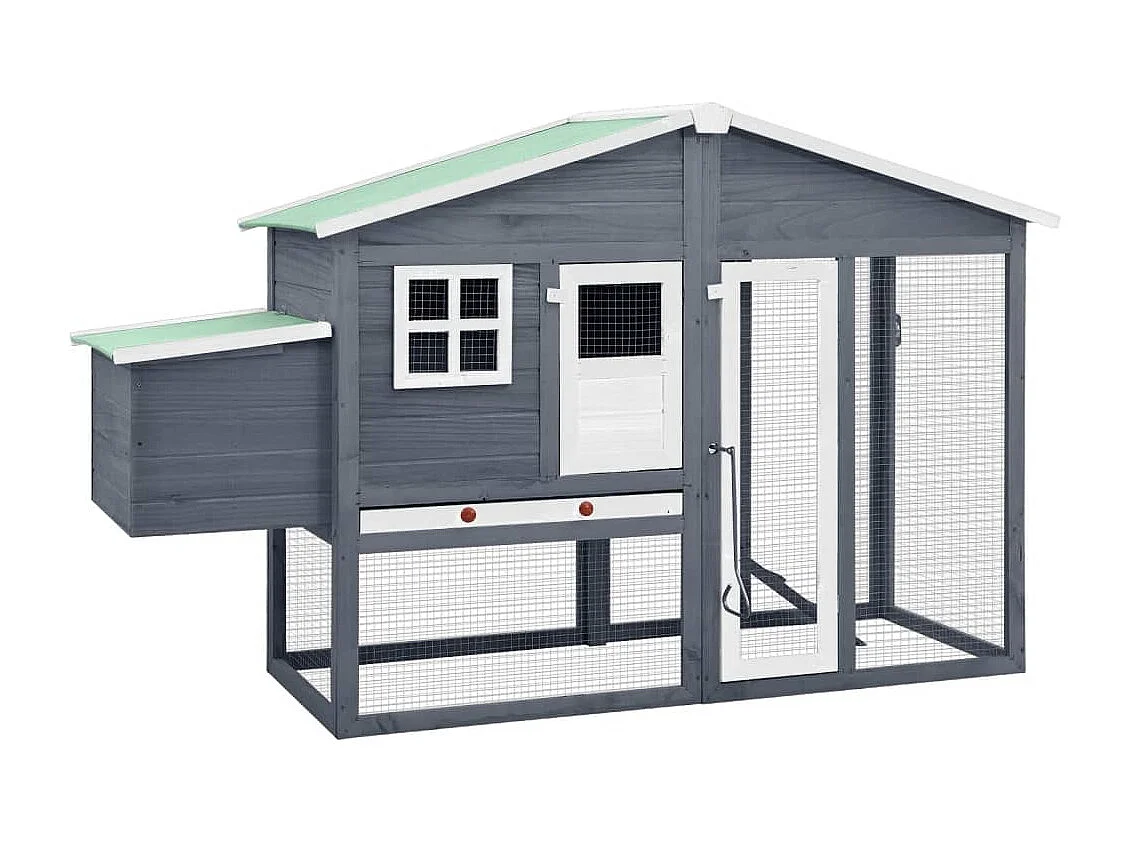 Gallinero con caja nido Gris y blanco Madera maciza de abeto