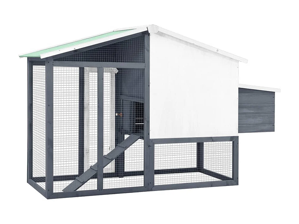 Gallinero con caja nido Gris y blanco Madera maciza de abeto