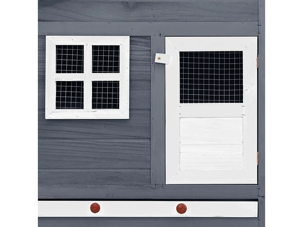 Gallinero con caja nido Gris y blanco Madera maciza de abeto