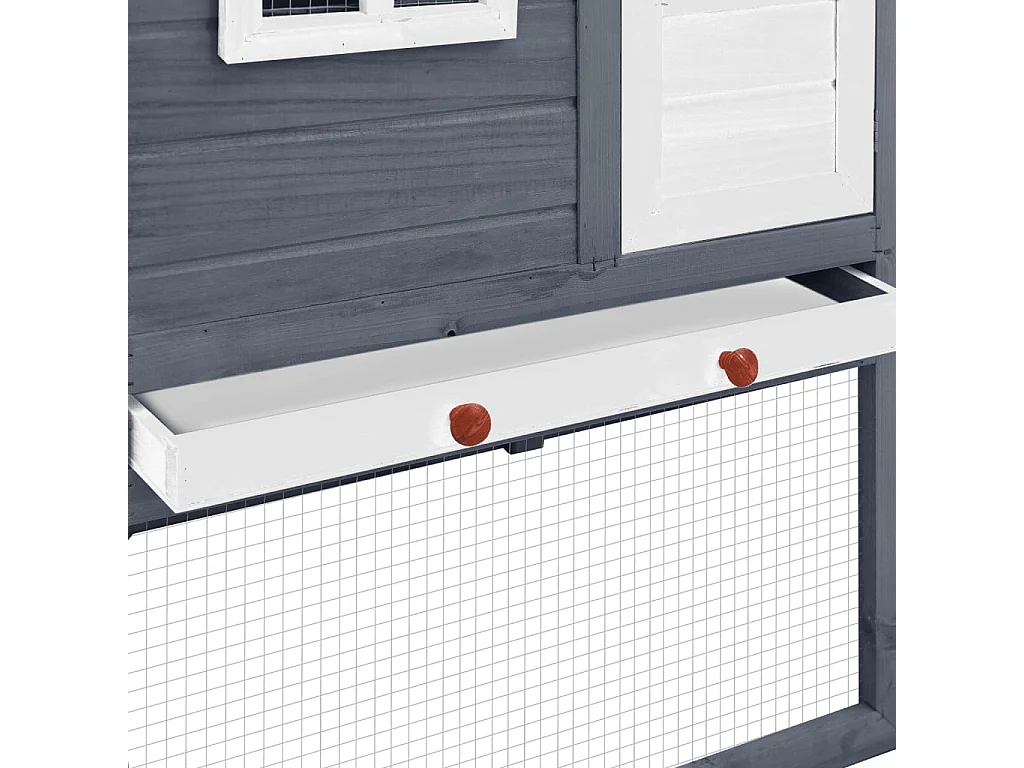 Poulailler avec nichoir Gris et blanc Bois de sapin massif