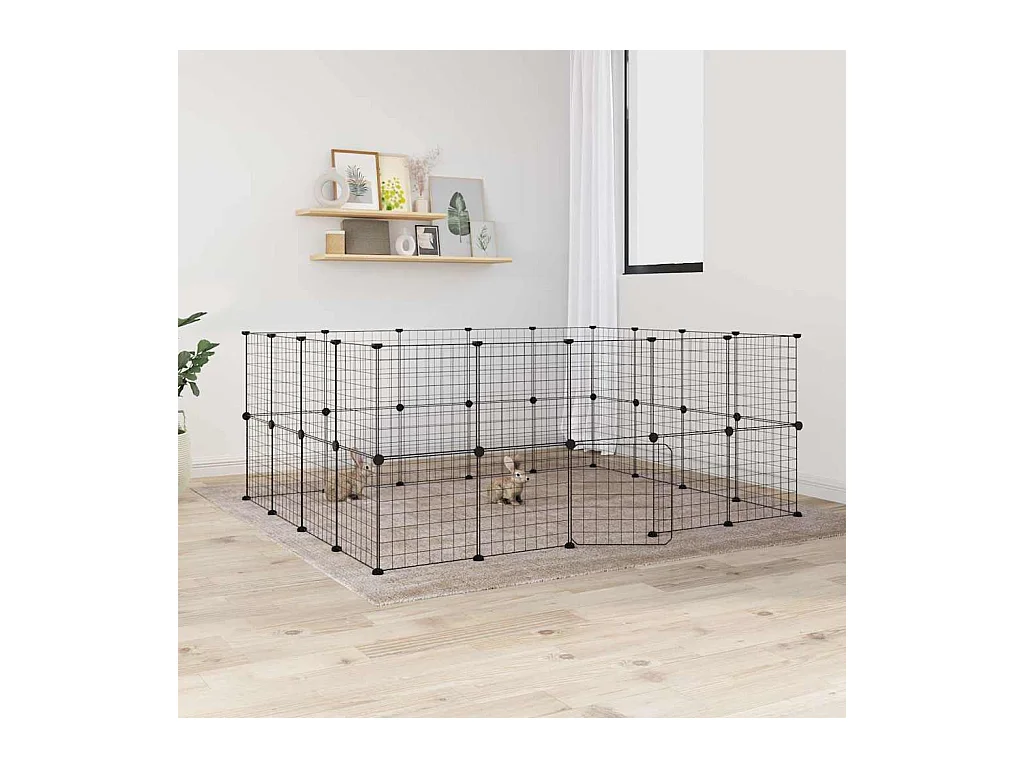 Gabbia per animali domestici a 36 pannelli con porta nera 35x35 cm