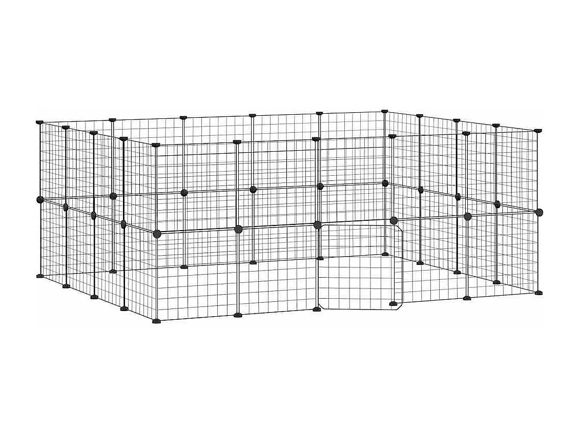 Cage animaux de compagnie à 36 panneaux et porte Noir 35x35 cm