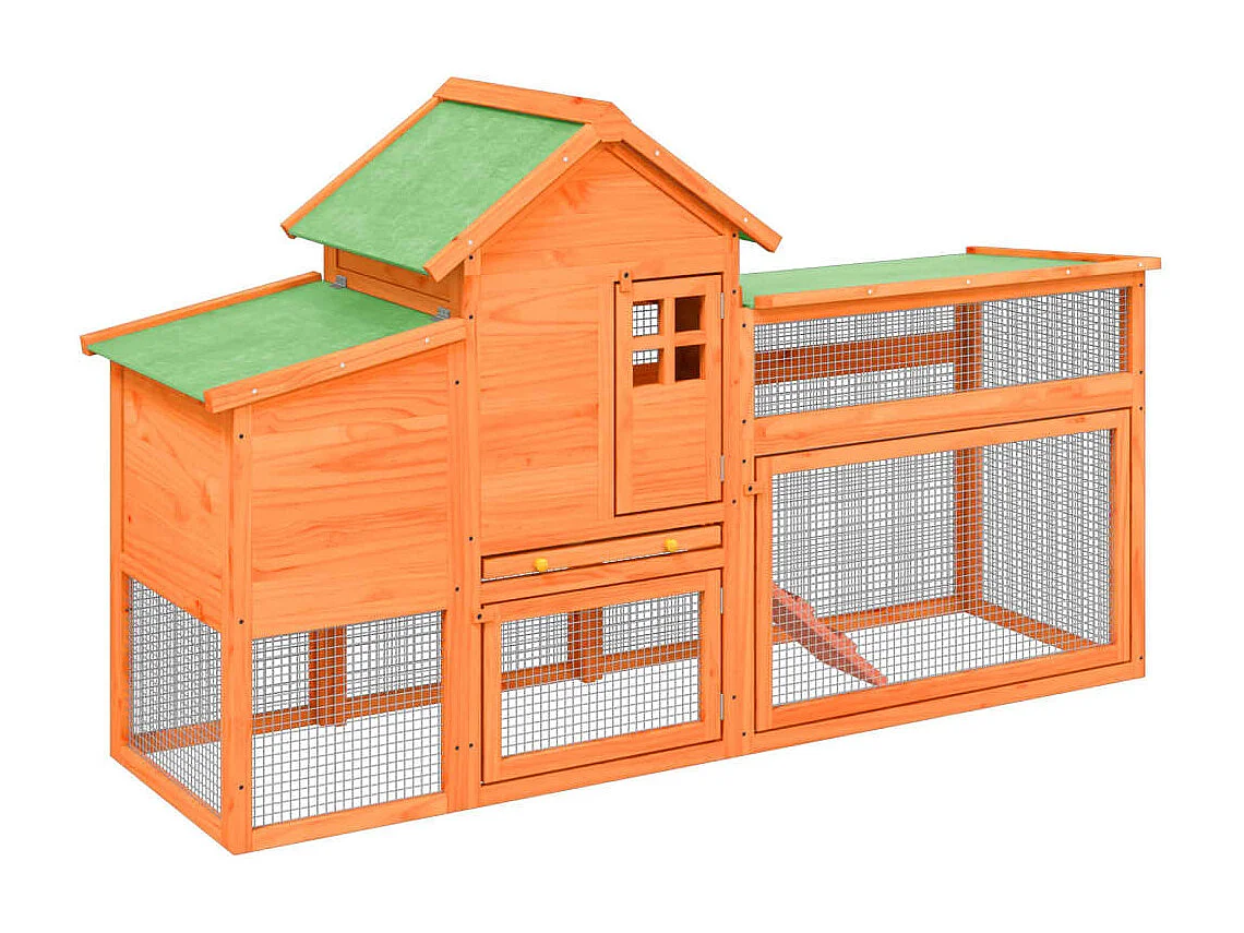 Pollaio marrone 186,5x58,5x113 cm in legno di pino massello