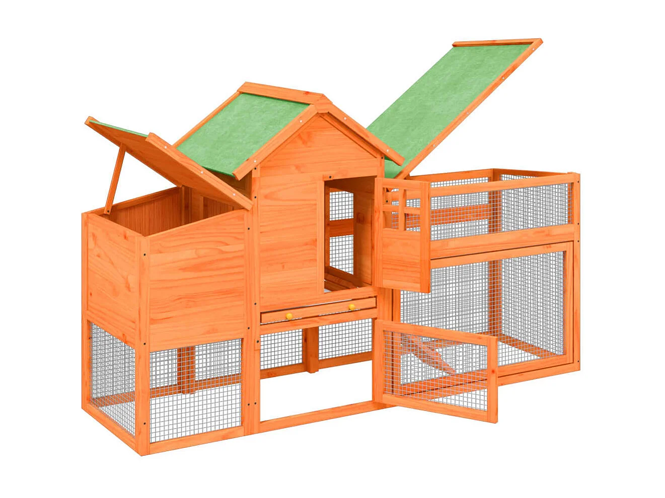 Pollaio marrone 186,5x58,5x113 cm in legno di pino massello