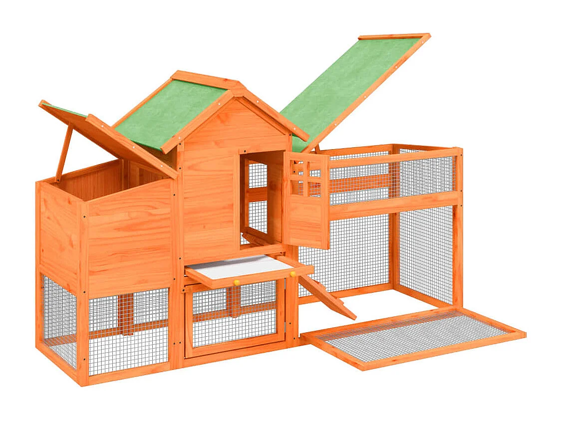 Pollaio marrone 186,5x58,5x113 cm in legno di pino massello