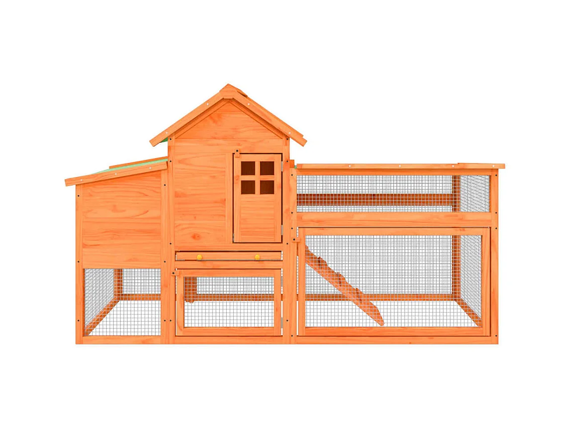 Poulailler marron 186,5x58,5x113 cm bois massif de pin