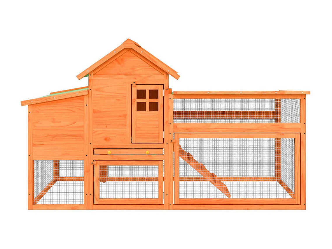 Poulailler marron 186,5x58,5x113 cm bois massif de pin