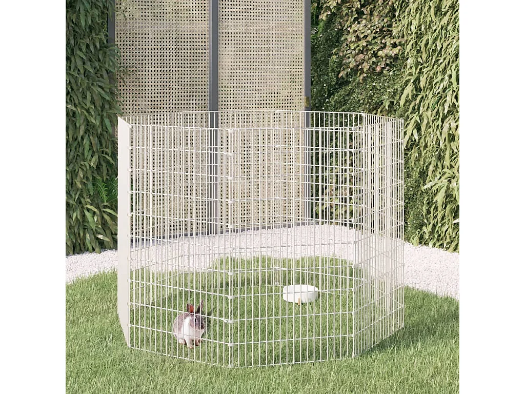 Recinto para animais soltos 8 painéis 54x100 cm ferro galvanizado