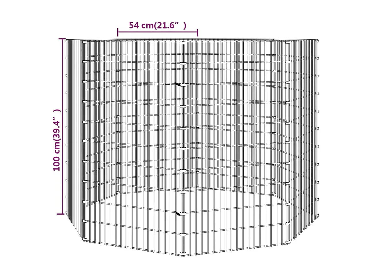 Recinto para animais soltos 8 painéis 54x100 cm ferro galvanizado