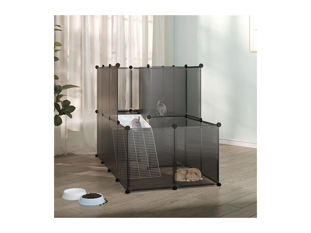 Cage pour petits animaux Noir 142x74x93 cm PP et Acier