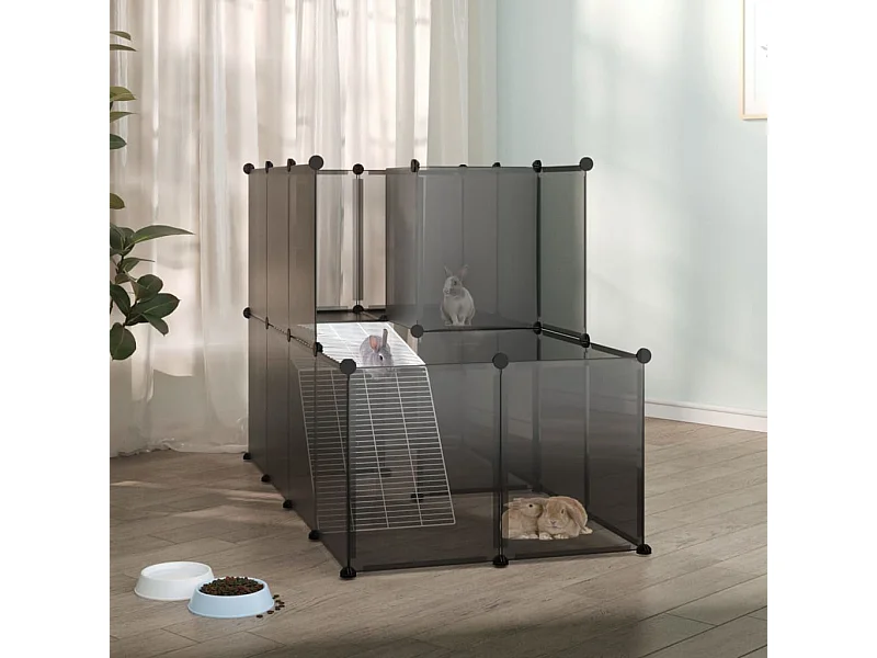 Cage pour petits animaux Noir 142x74x93 cm PP et Acier