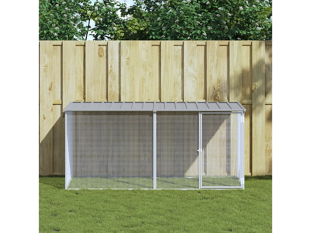 Galinheiro com telhado cinza claro 203x98x90 cm aço galvanizado