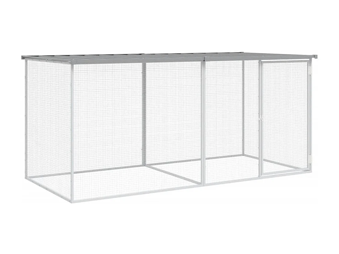 Poulailler avec toit gris clair 203x98x90 cm acier galvanisé