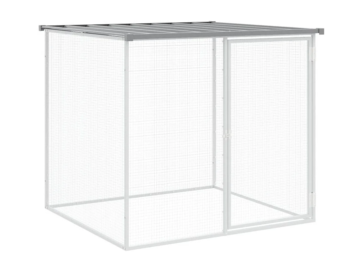 Poulailler avec toit gris clair 203x98x90 cm acier galvanisé