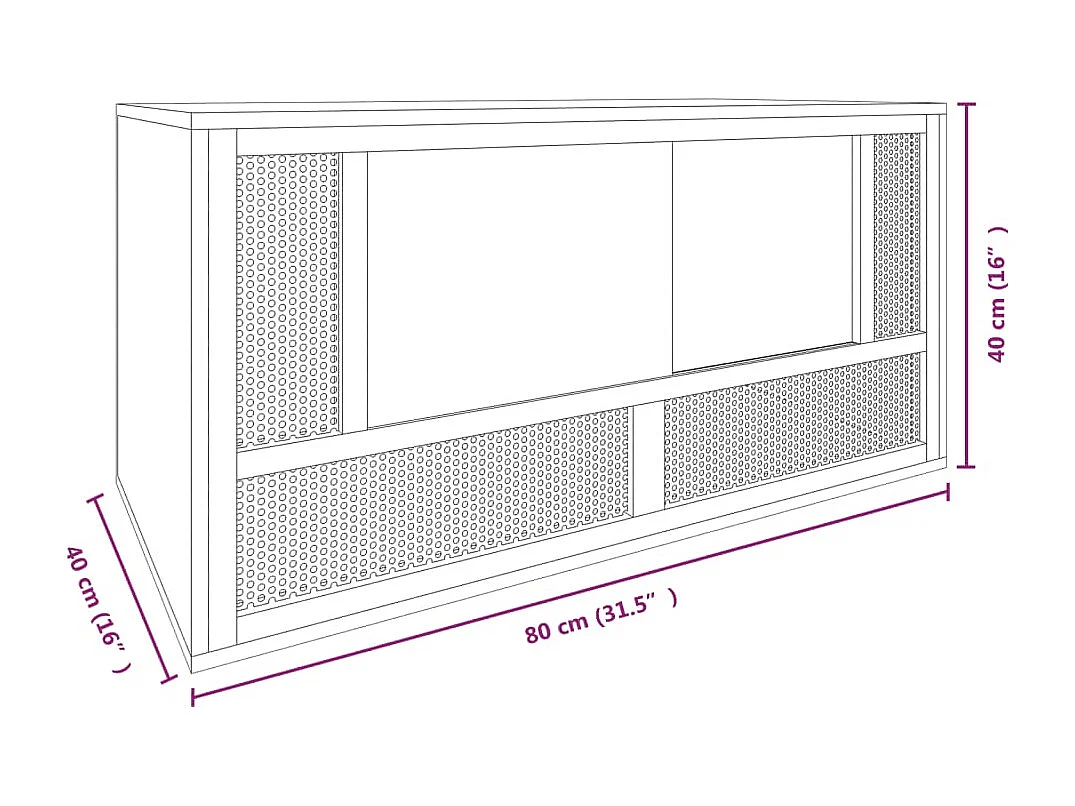 Terrarium van bewerkt hout 80x40x40 cm