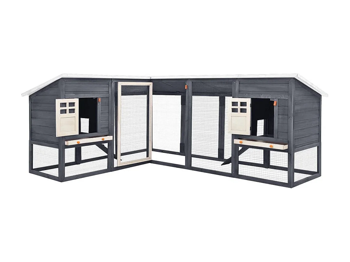 Clapier d'extérieur avec piste Gris et blanc Bois de sapin