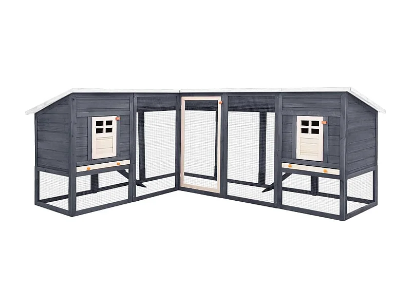 Clapier d'extérieur avec piste Gris et blanc Bois de sapin