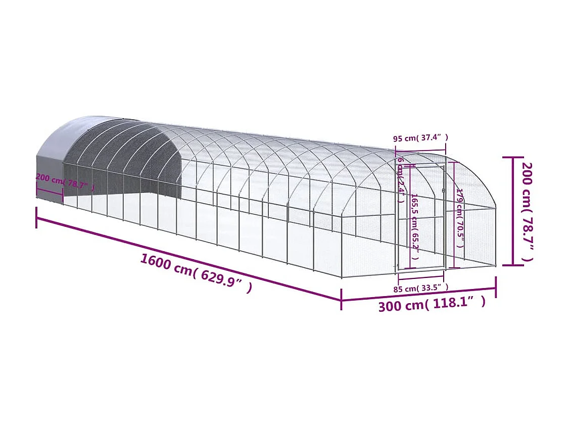 Poulailler d'extérieur 3x16x2 m Acier galvanisé