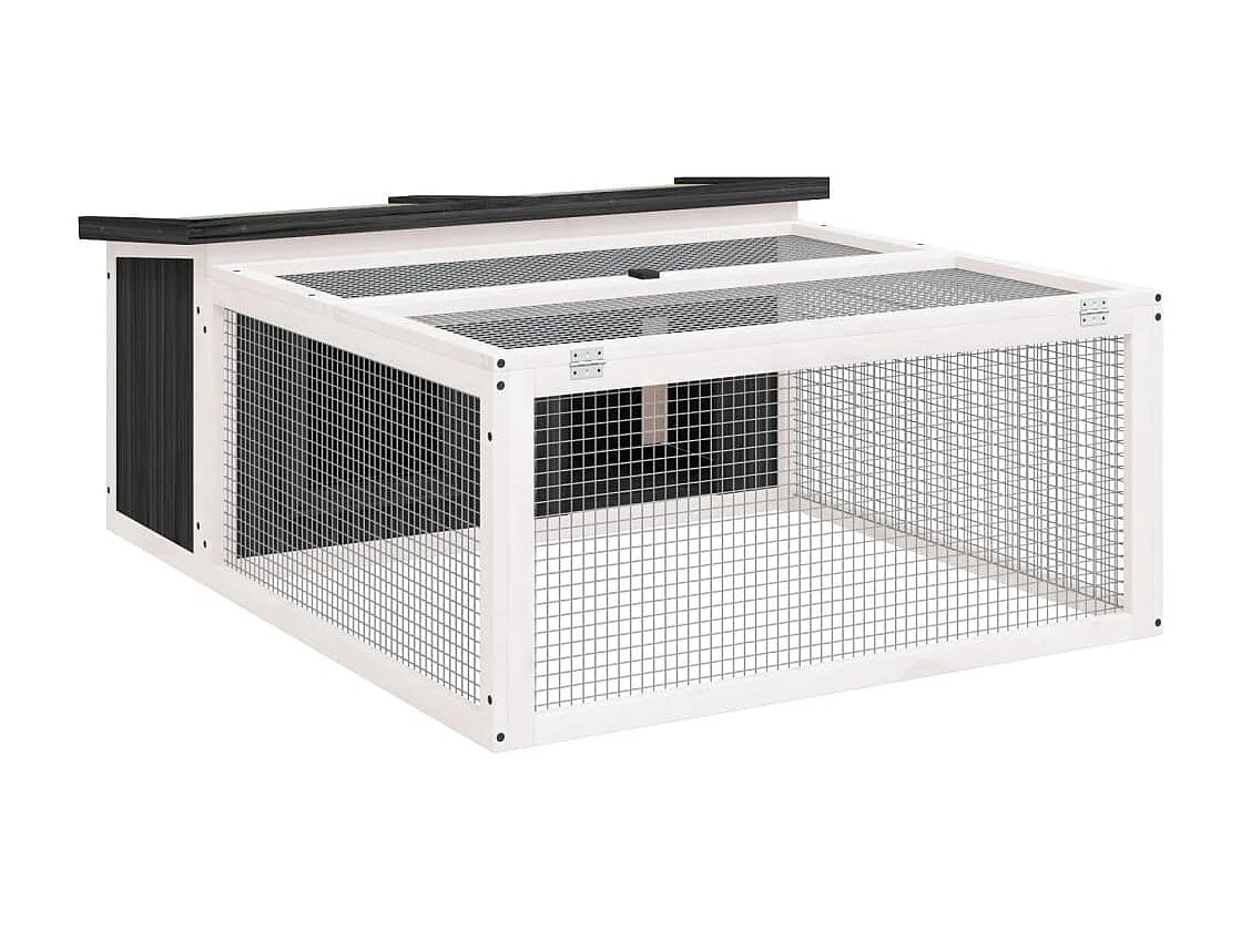 Clapier gris 117,5x97x47,5 cm bois de pin massif