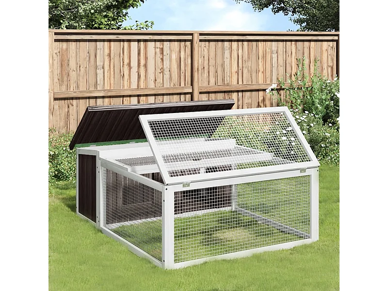 Clapier gris 117,5x97x47,5 cm bois de pin massif