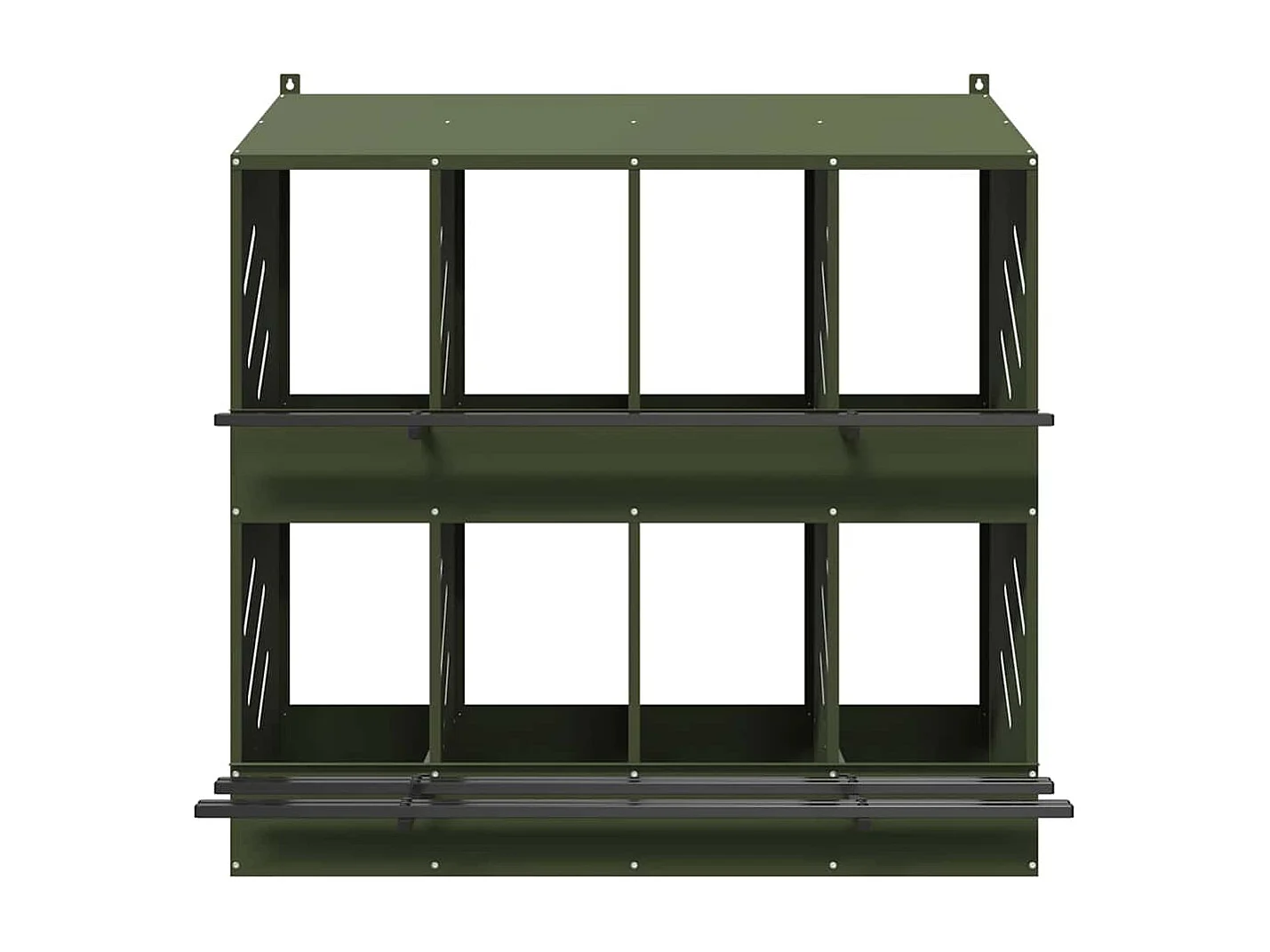 Nichoir à poules avec 8 compartiments vert olive métal