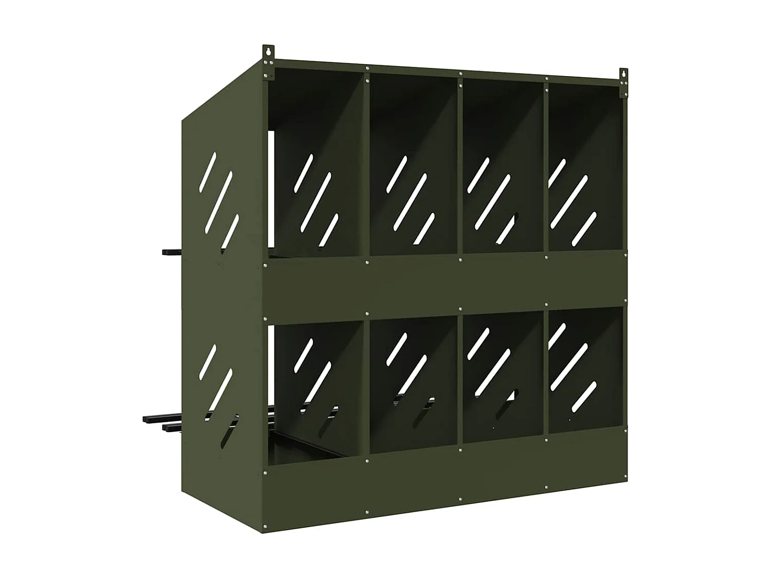 Nichoir à poules avec 8 compartiments vert olive métal