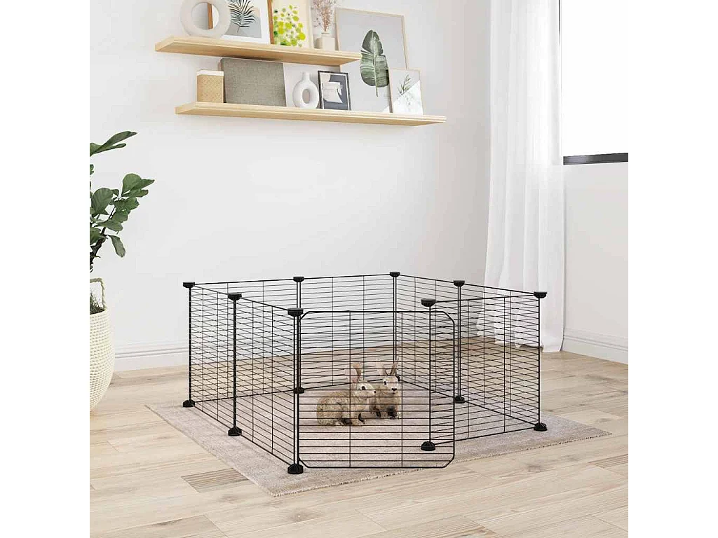 Gabbia per animali domestici a 8 pannelli con porta nera 35x35 cm