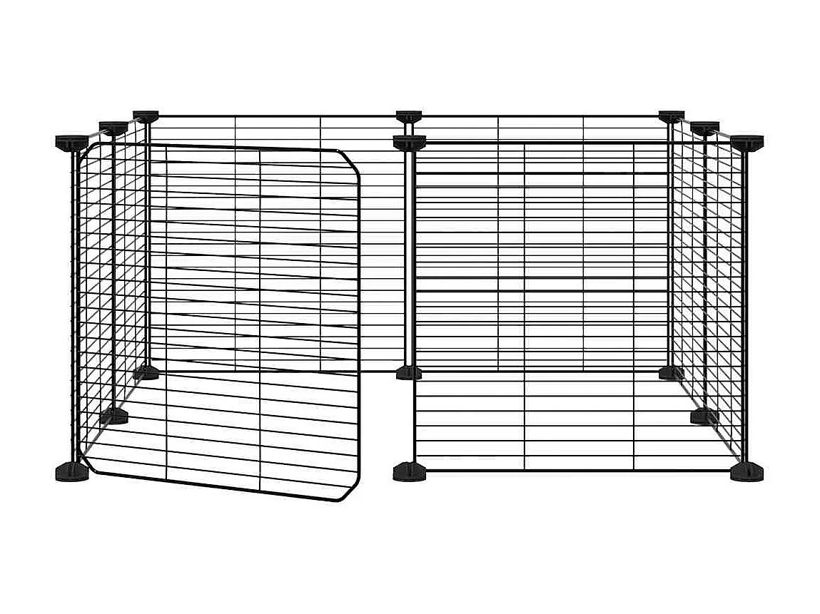 Gabbia per animali domestici a 8 pannelli con porta nera 35x35 cm