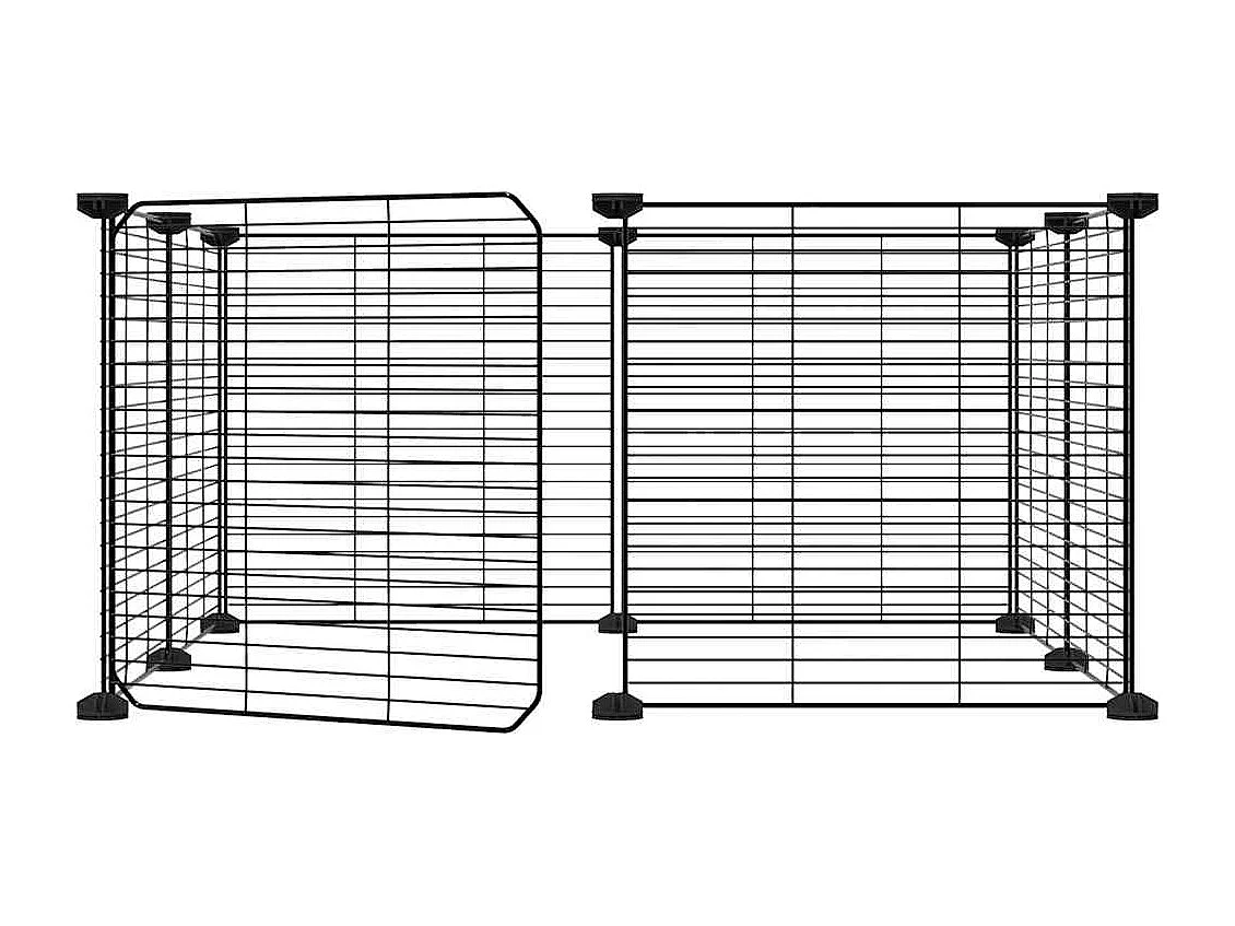 Gabbia per animali domestici a 8 pannelli con porta nera 35x35 cm