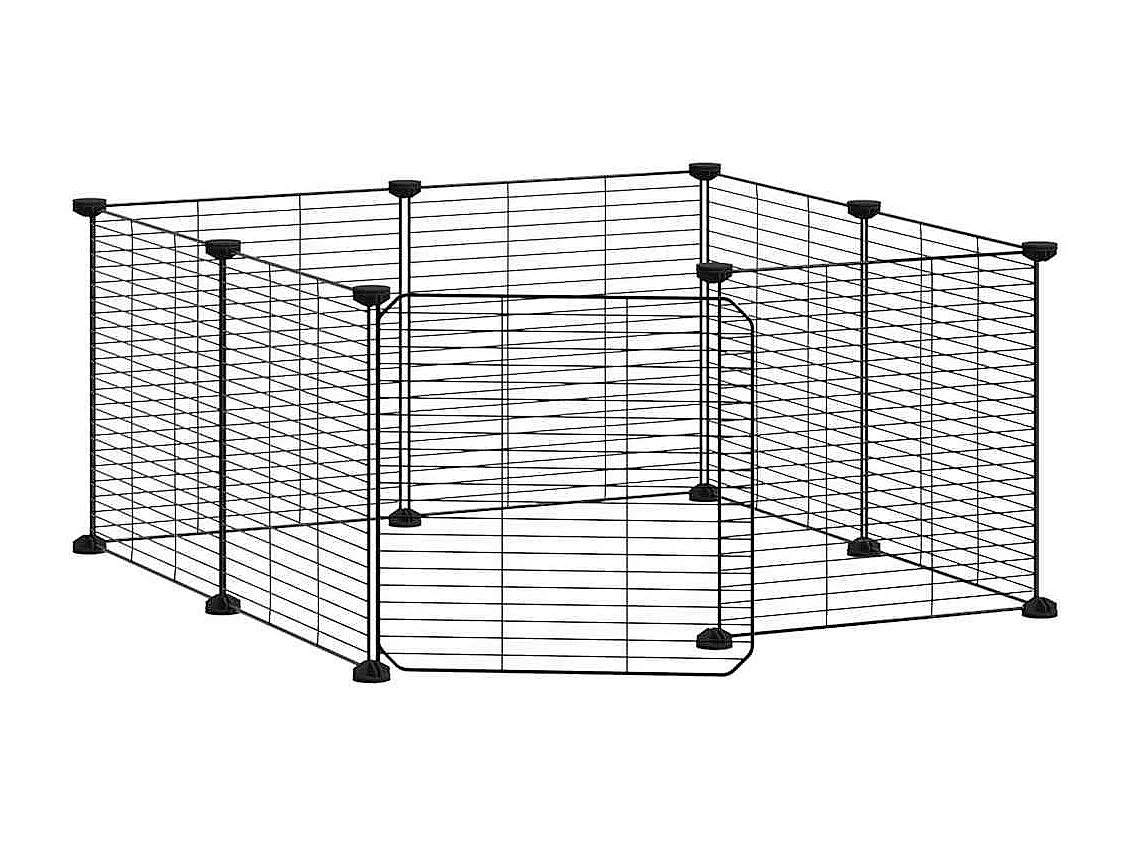 Gabbia per animali domestici a 8 pannelli con porta nera 35x35 cm