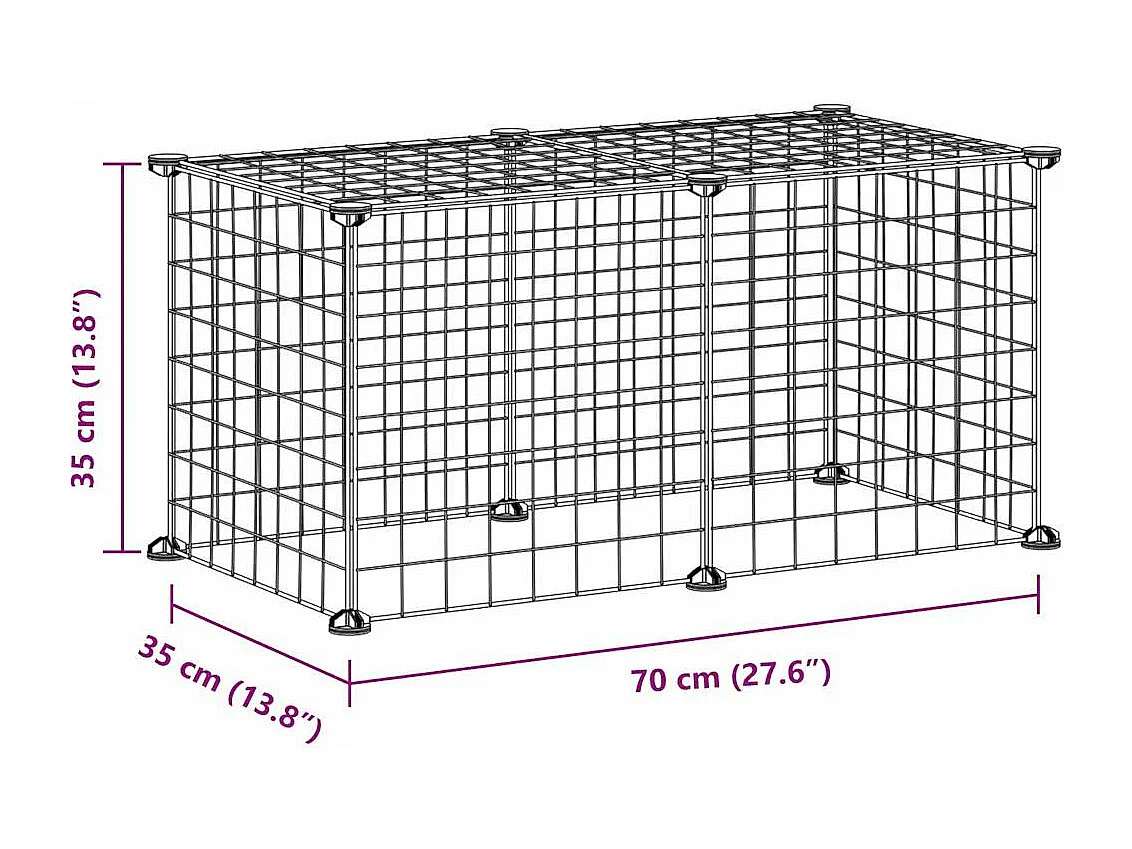Gaiola para animais de estimação de 8 painéis preta 35x35 cm aço