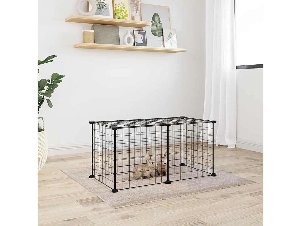 Cage animaux de compagnie à 8 panneaux Noir 35x35 cm Acier