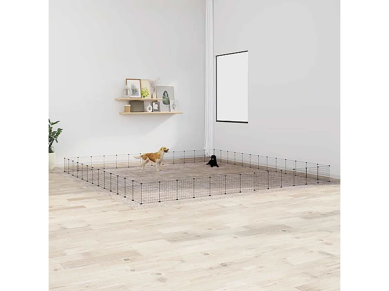 Gaiola para animais de estimação com 52 painéis e porta preta 35x35 cm
