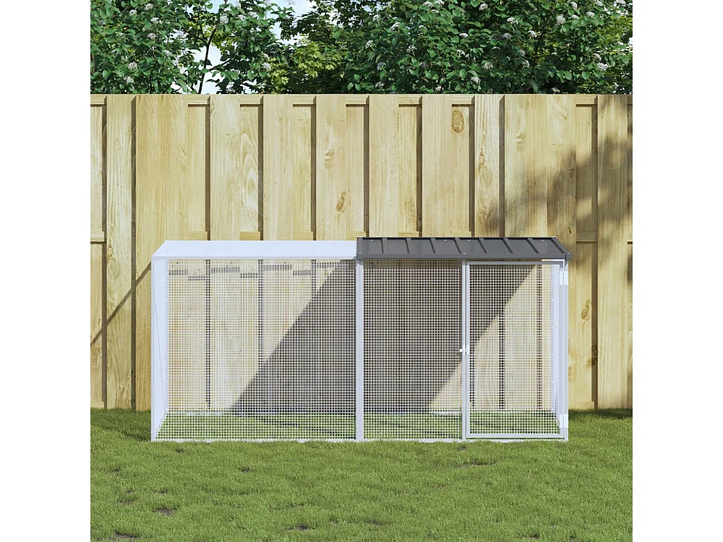 Galinheiro com telhado antracite 203x98x90 cm aço galvanizado