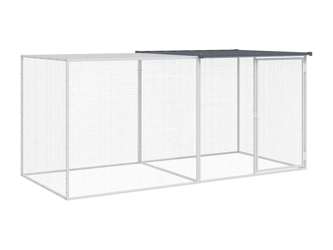 Galinheiro com telhado antracite 203x98x90 cm aço galvanizado