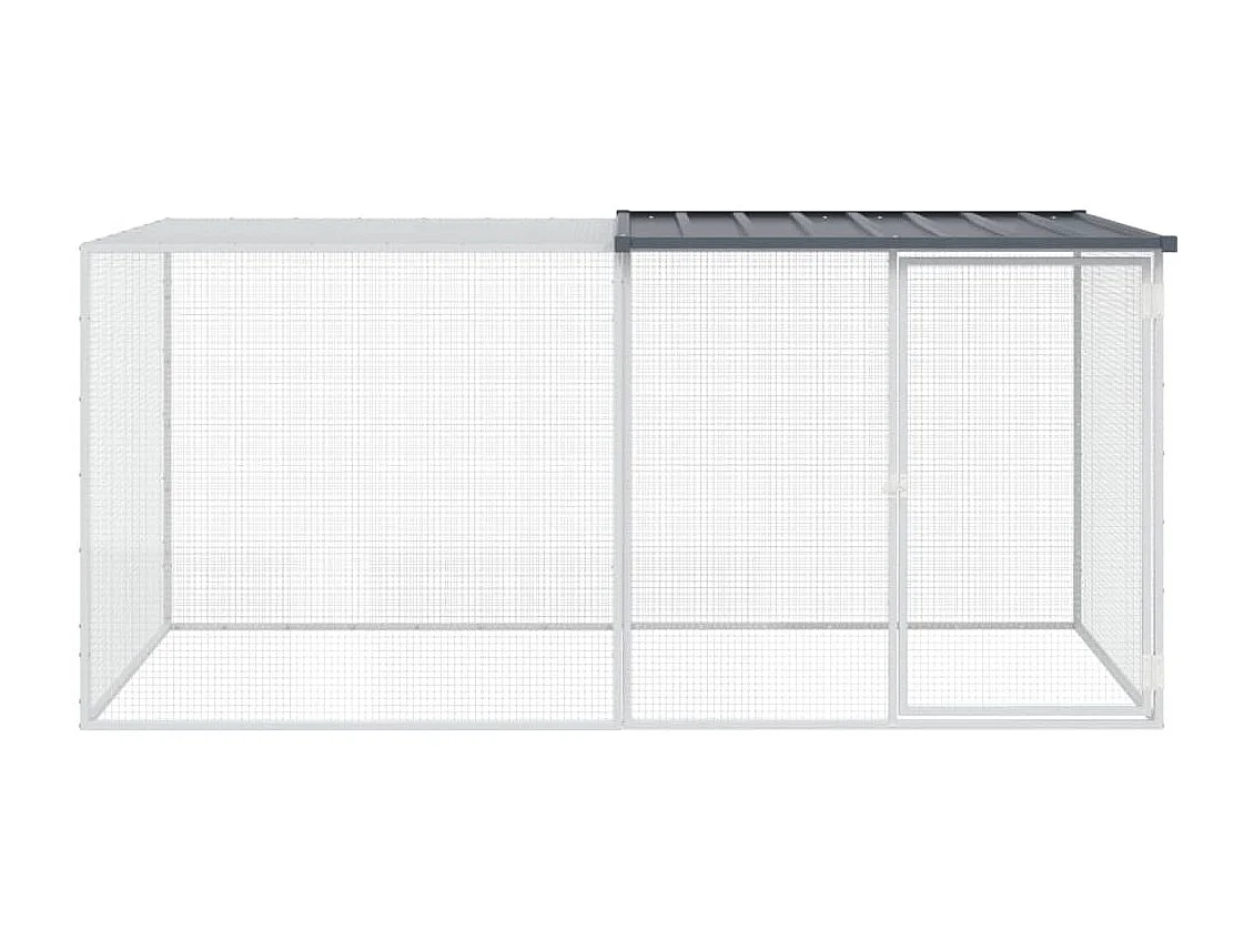 Galinheiro com telhado antracite 203x98x90 cm aço galvanizado