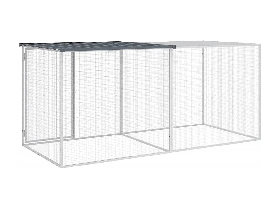 Galinheiro com telhado antracite 203x98x90 cm aço galvanizado