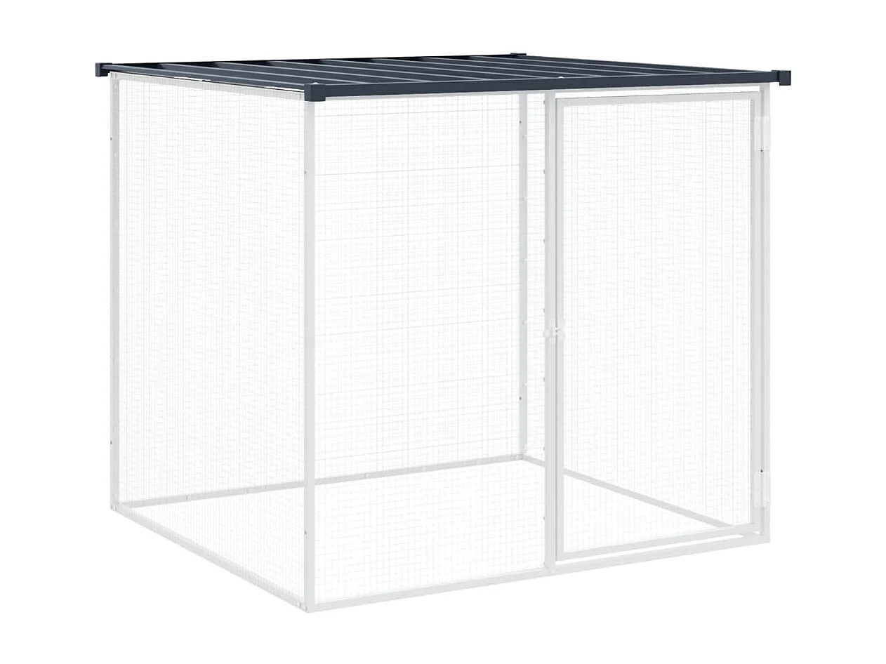 Galinheiro com telhado antracite 203x98x90 cm aço galvanizado