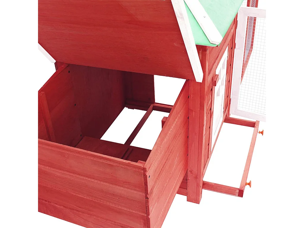 Kippenhok met nestkast Rood 190x72x102cm Massief dennenhout